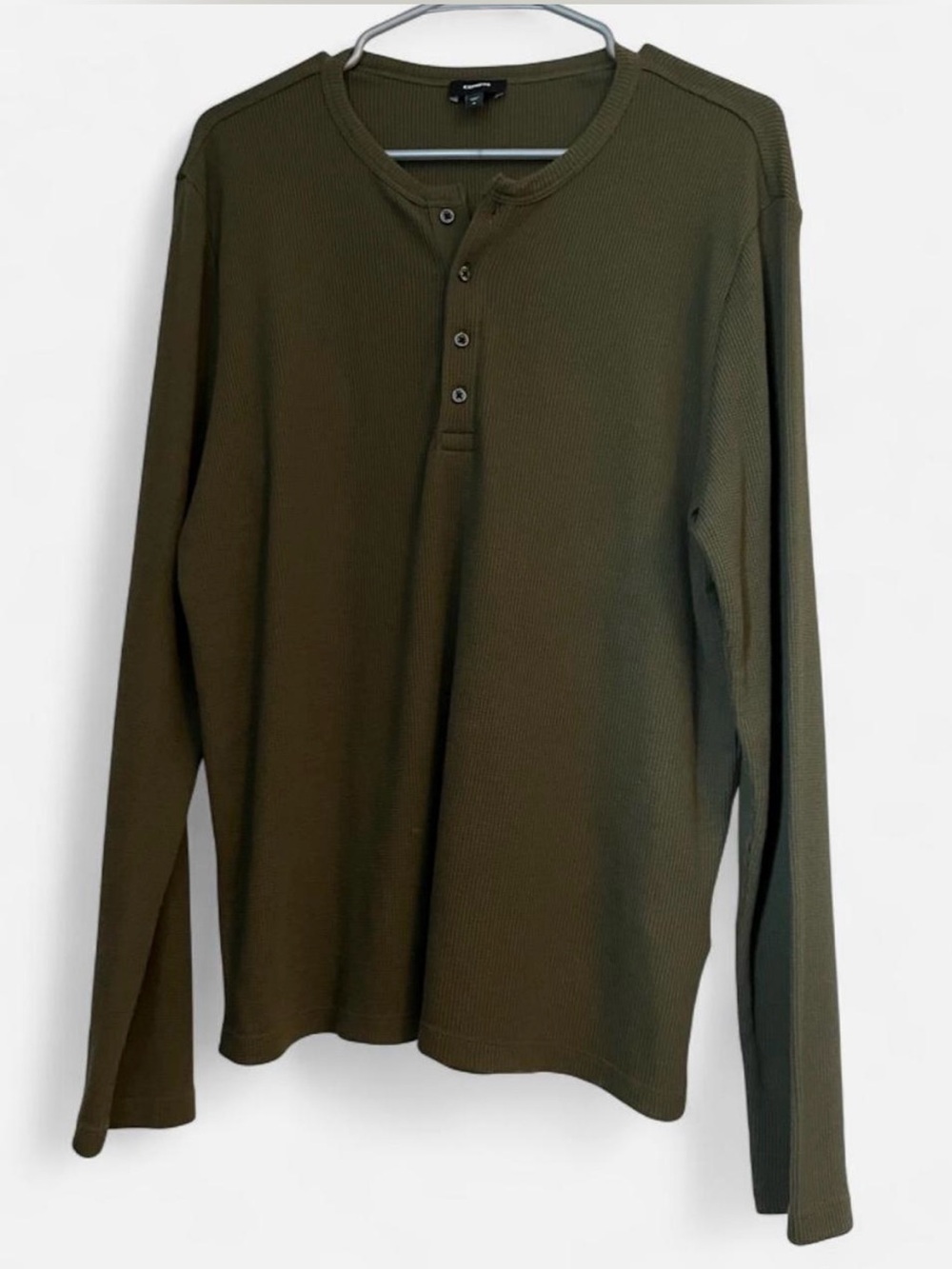 Express Olive Green Long-Sleeve Henley Shirt